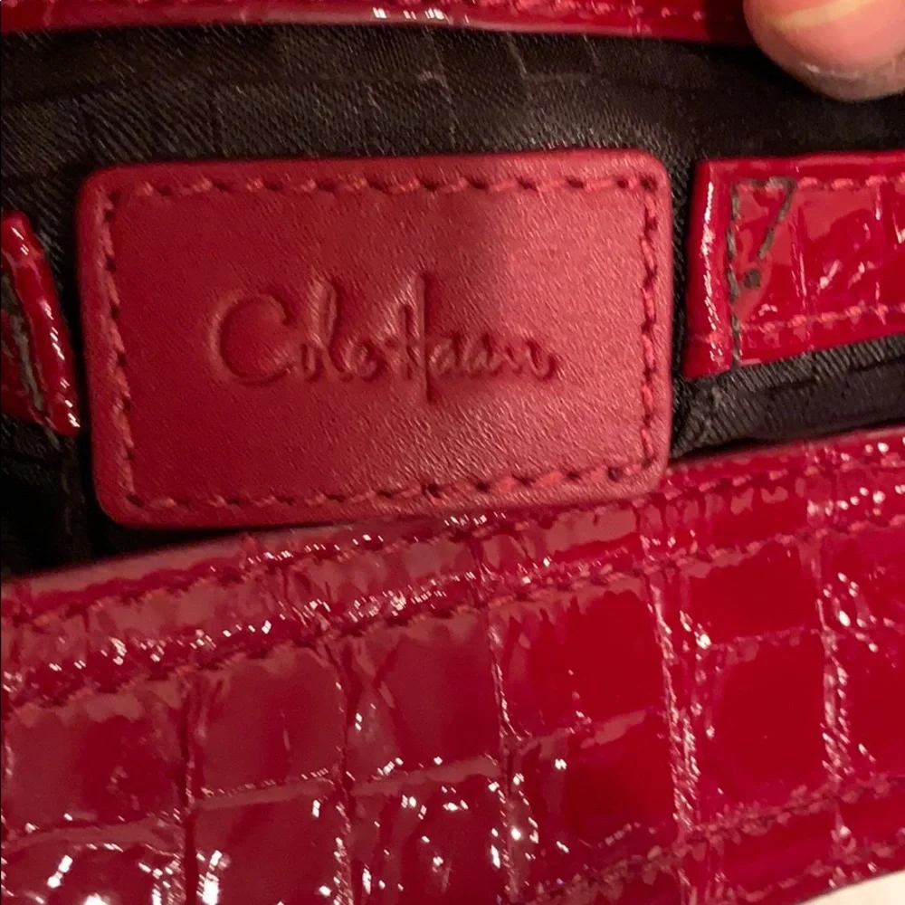 Cole Haan glossy Red leather crocodile Embossed bag
